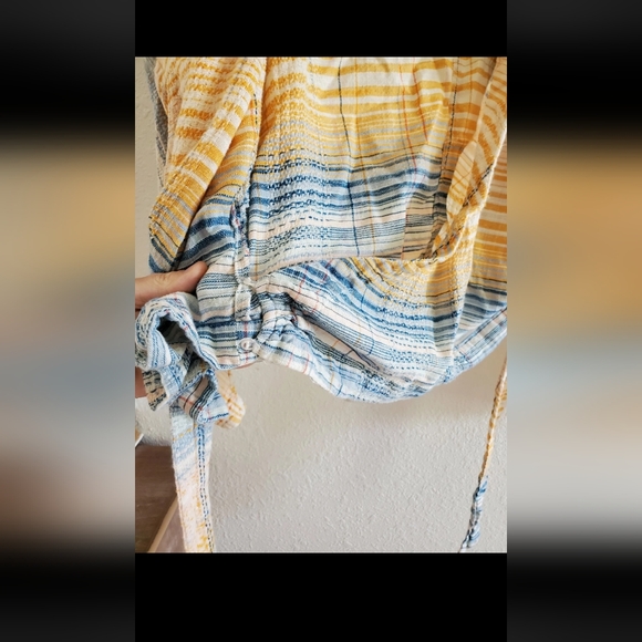 Free People We The Free Maldives Wrap Blouse Top Striped Endless Summer Large - Picture 10 of 12